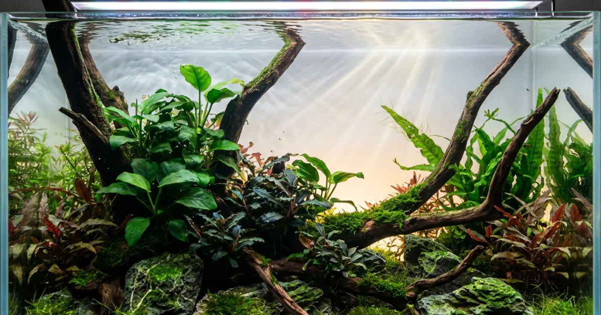 Proses membersihkan algae dari aquascape dengan berbagai metode treatment