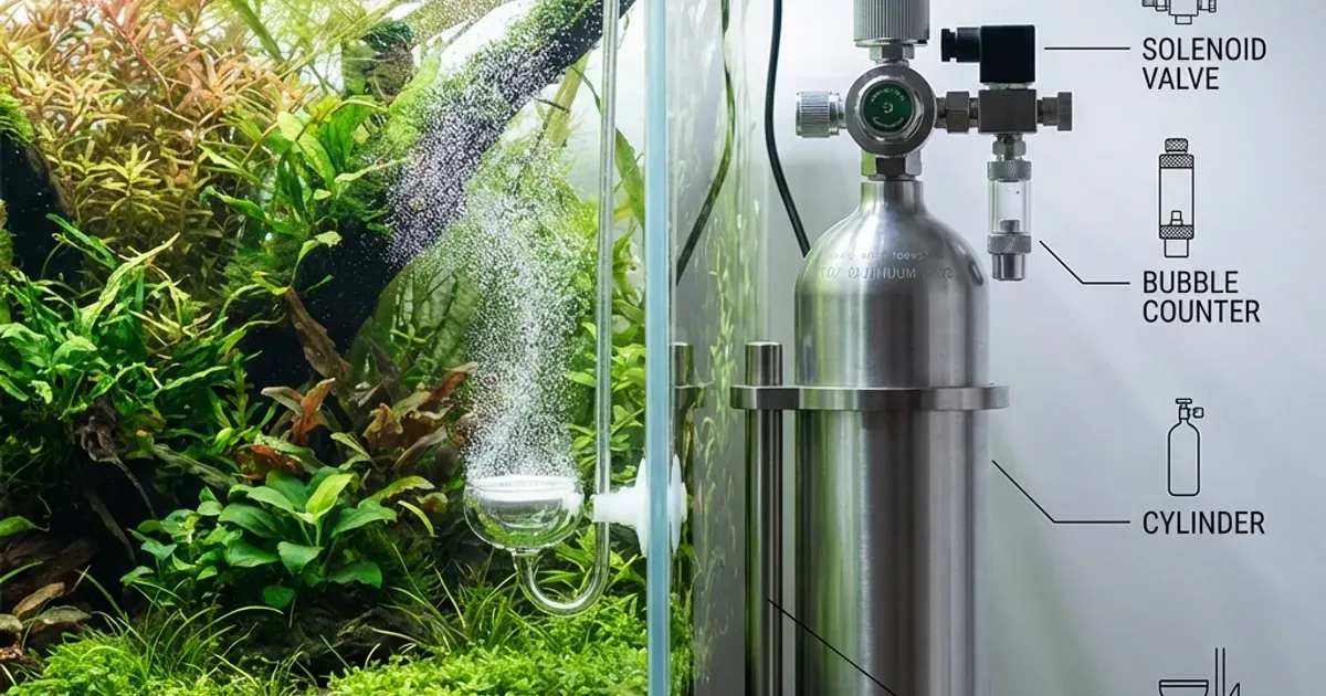 CO2 System Aquascape dengan regulator dan diffuser untuk planted tank